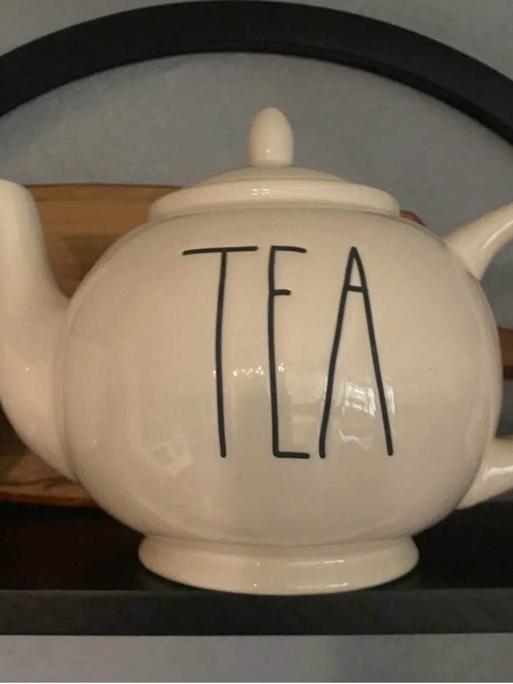 Rae Dunn Cream Ceramic Teapot with 'TEA' Lettering